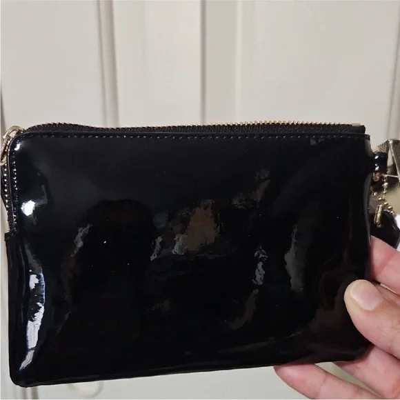 Coach Black Patent Leather Wristlet with Gold Hardware - Picture 5 of 6